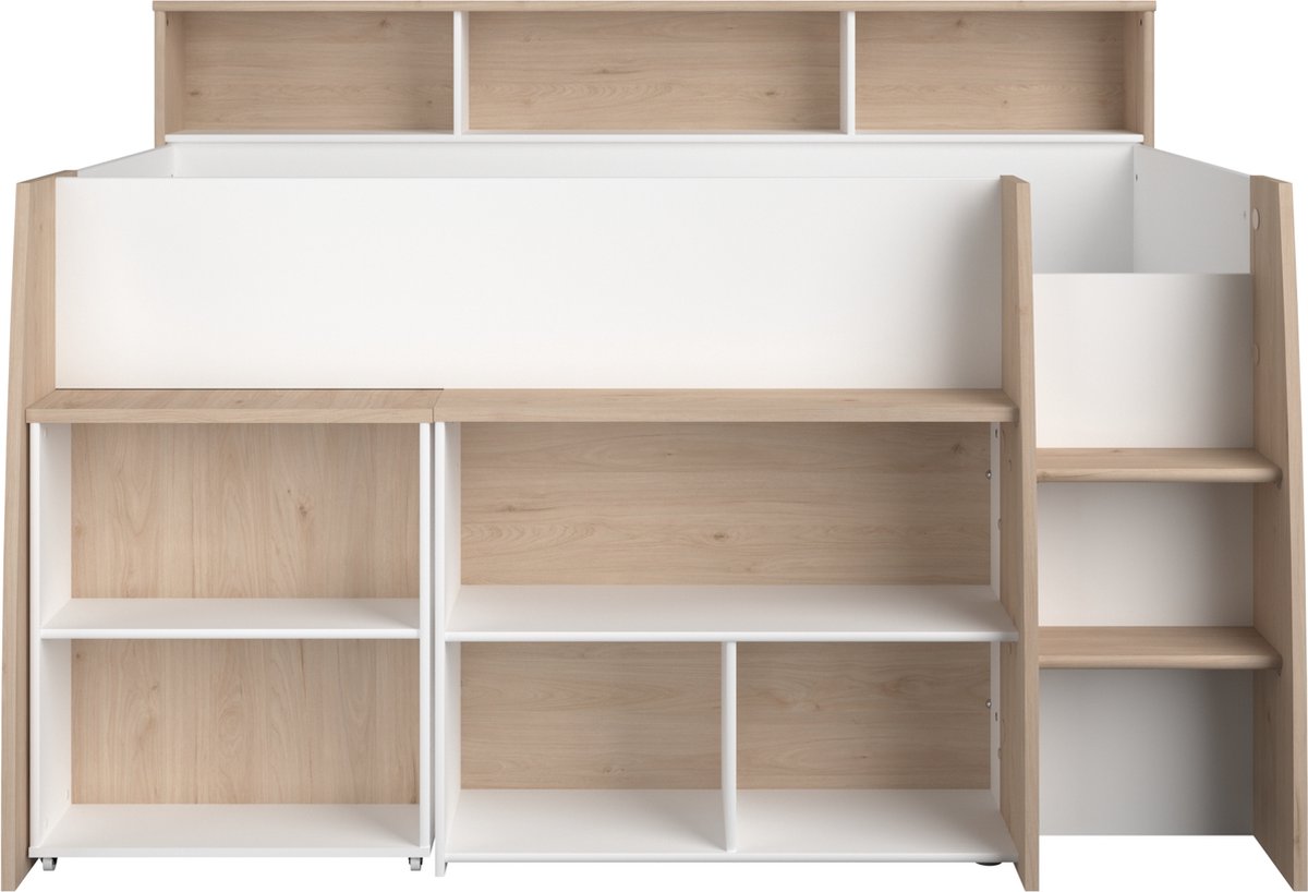 Parisot Halfhoogslaper Lucas met Koudschuimmatras - Wit/Houtlook - 90x200