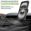 iPhone aan iSetchi MagSnap ventilatieroosterhouder gemonteerd in een auto-interieur met focus op luchtstroom.