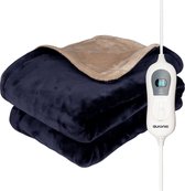 Auronic Elektrische Deken - Warmtedeken - 1 Persoons - 3 Warmtestanden - met Timer - 160 x 120cm - Nachtblauw