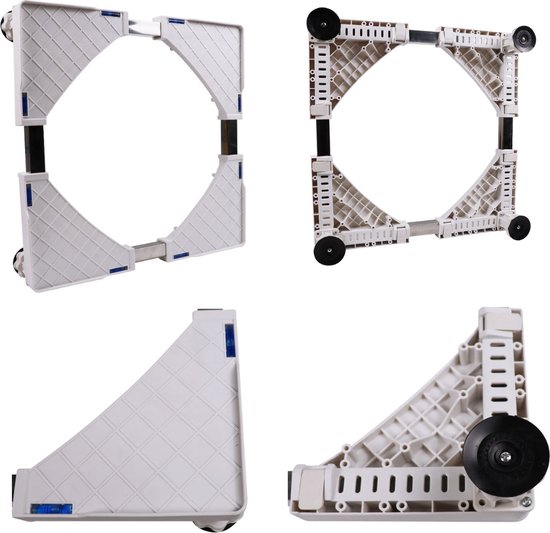Leseed Wasmachine Onderstel Set Van 2, Apparatenbasis Met Rem, Draagvermogen Tot 300 kg, Verstelbare Lengte 45-72 cm, Ondersteuning Voor Wasmachines, Tv-kasten, Banken