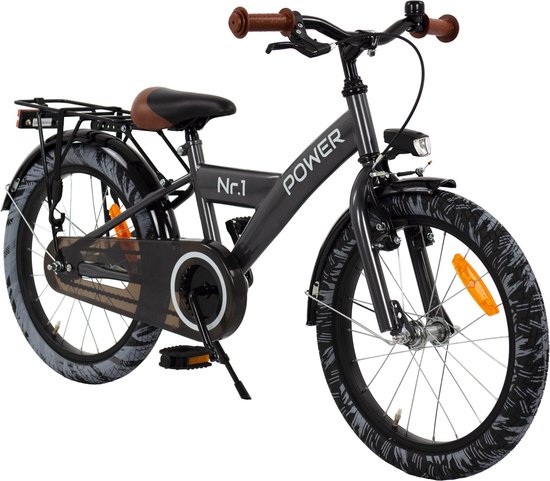 2Cycle Power Kinderfiets - 18 inch fiets - Jongensfiets - Antraciet