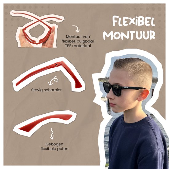 Maesy Kinder Zonnebril Yuki - 6 t/m 12 jaar - Flexibel - UV400 Bescherming - Zonnebril Kind - Licht Roze van Maesy — afbeelding 4