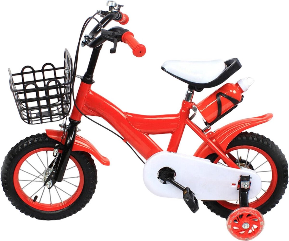 kinderfiets – Kinderfiets vanaf 3 jaar – Loopfiets – Met Wieltjes – 12 Inch – Sportief – In Hoogte Verstelbaar – Voor Jongens en Meisjes – Met Slijtvaste Banden