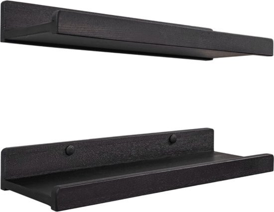 Elegant étagères murales en bois noir, Set de 2 pour n'importe quelle pièce