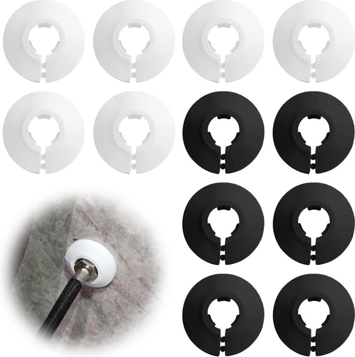 Radiatorafdekkingen - Kunststof buiskraag voor 17mm buisdiameter - Set van 12 .