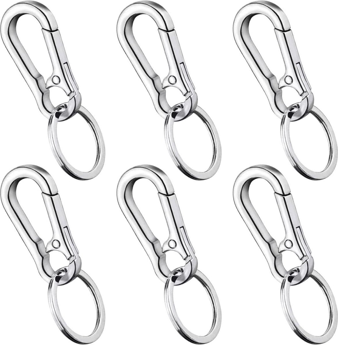 Sleutelhanger van metaal - Zilver - S/M - eenvoudig en modieus - 6 stuks .