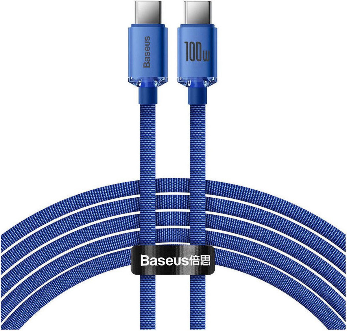 Baseus - Data Cable Crystal Shine (CAJY000703) - Type-C to Type-C, 100W, 2m - Blue