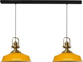 Bamyum Hanglamp Eettafel Geel 2-Lichts 41cm Metaal, Hanglamp Eettafel Woonkamer, Industriële Vintage Hanglamp, Keukenlamp Vintage, Rode Pendellamp