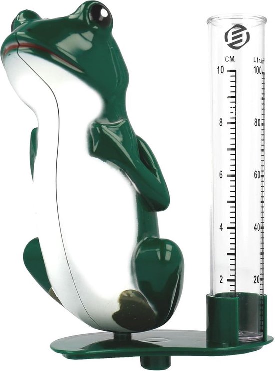 1x Regenmeter/neerslagmeter glas met verzinkte grondpen groen 69 cm bij