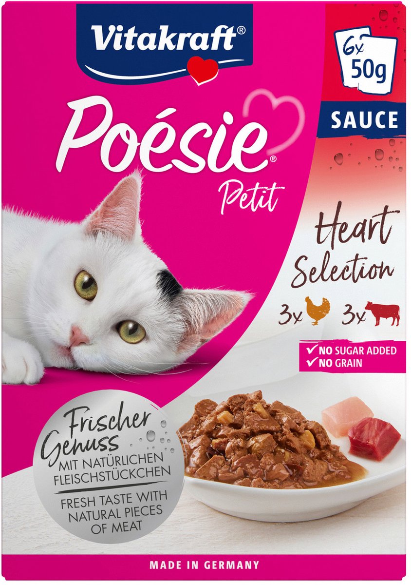Vitakraft Vitakraft Poésie Petit Heart Selection - Kattenvoer - Gevogelte Hart 6x50 g