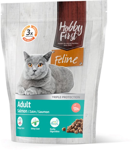 Hobby First Feline kattenvoer Adult Salmon 800 gram - Kat