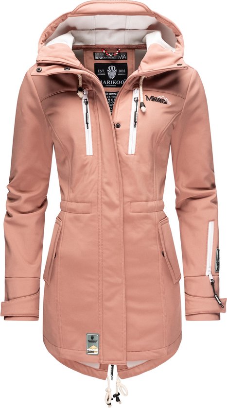 Veste Marikoo rose avec capuche, portée de face.