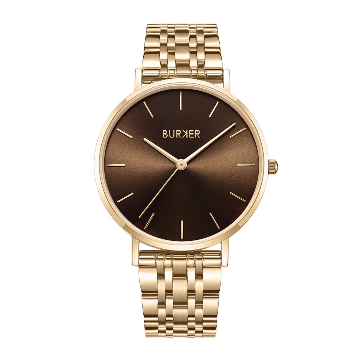 BURKER Ruby Horloge Dames - Rond - Goud Bruin - Schakelband - 38 mm