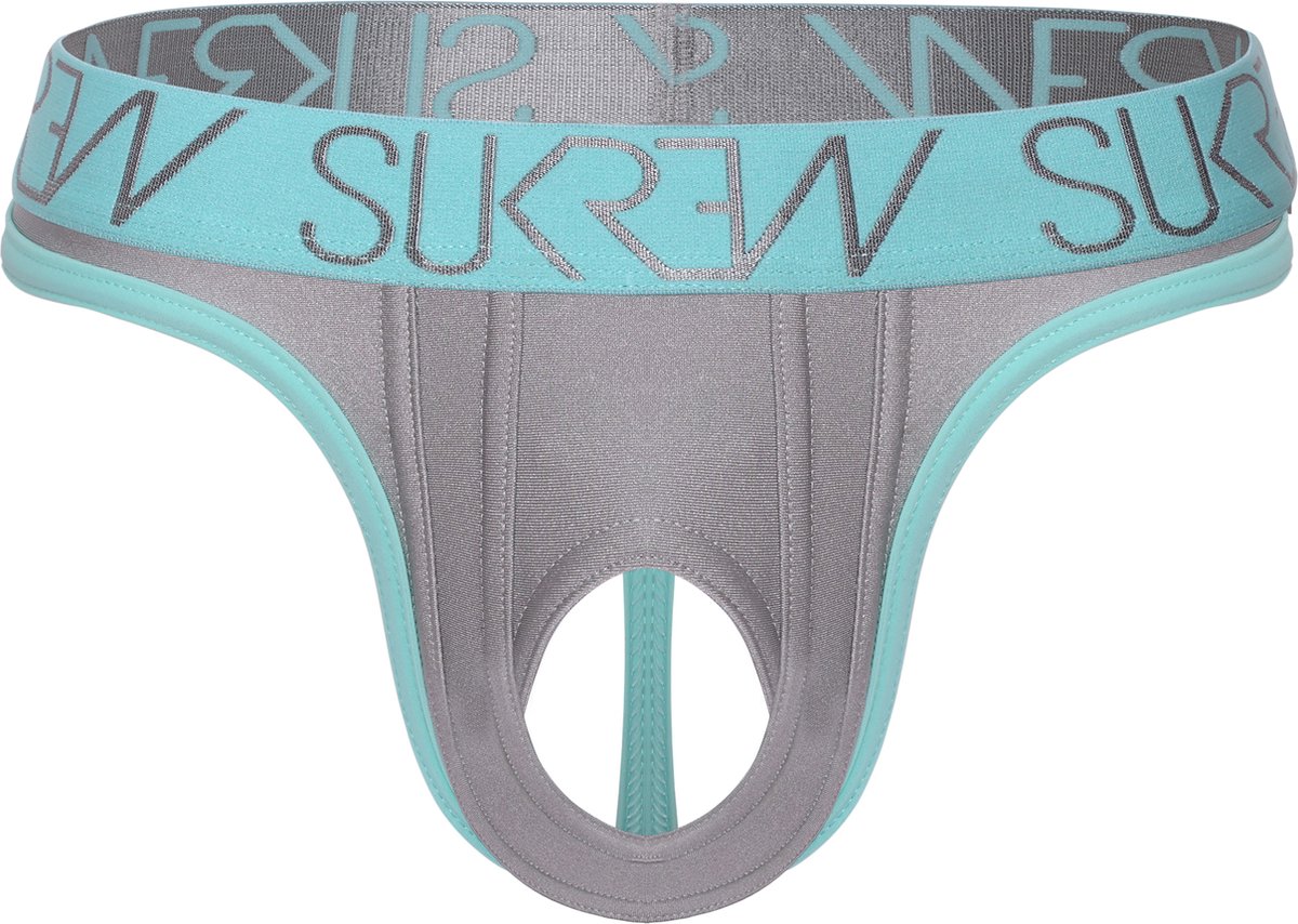 Goedkoopste SUKREW U-Style Classic Thong Silver Sparkle - MAAT XS - Erotisch Heren Ondergoed - String voor Man - Sexy mannen String