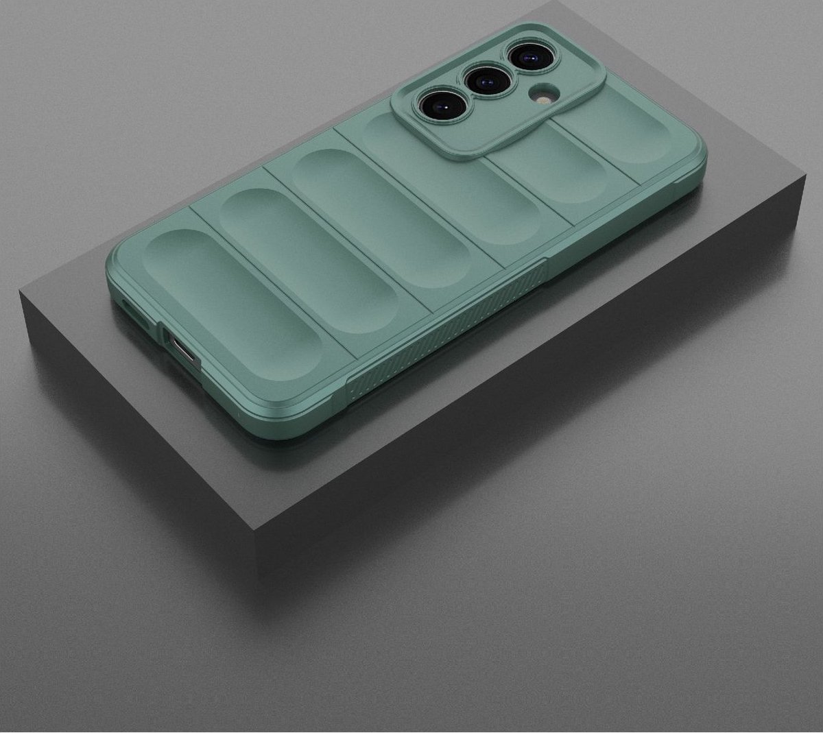 Mobigear Hoesje geschikt voor Samsung Galaxy S25 Telefoonhoesje Flexibel TPU | Mobigear Bumpy Backcover | Galaxy S25 Case | Back Cover - Groen
