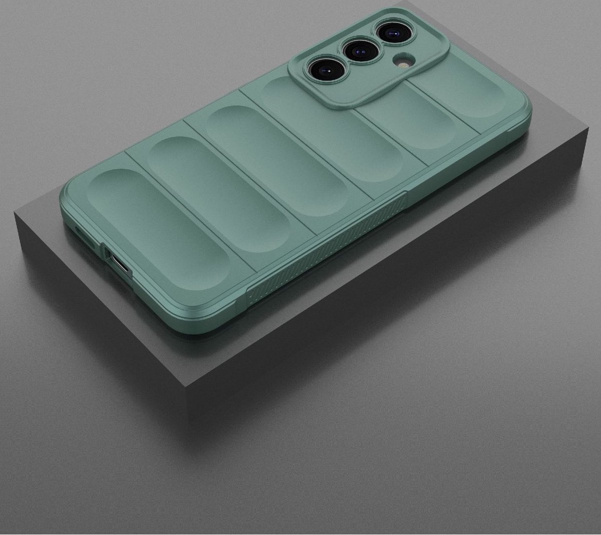 Mobigear Hoesje geschikt voor Samsung Galaxy S25 Plus Telefoonhoesje Flexibel TPU | Mobigear Bumpy Backcover | Galaxy S25 Plus Case | Back Cover - Groen