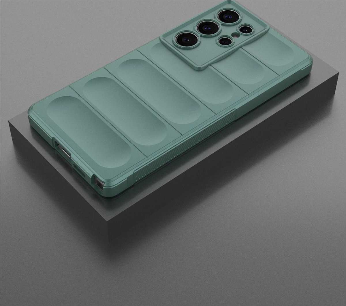 Mobigear Hoesje geschikt voor Samsung Galaxy S25 Ultra Telefoonhoesje Flexibel TPU | Mobigear Bumpy Backcover | Galaxy S25 Ultra Case | Back Cover - Groen