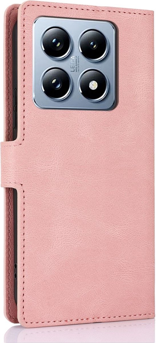 Mobigear Telefoonhoesje geschikt voor Xiaomi 14T Hoesje | Mobigear Wallet Bookcase Portemonnee | Pasjeshouder voor 3 Pasjes | Telefoonhoesje voor Pinpas / OV Kaart / Rijbewijs - Roze