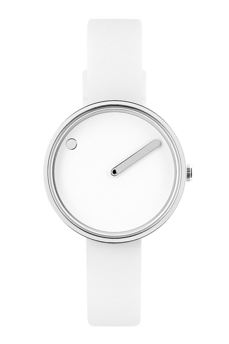 Picto Design Dameshorloge Witte Wijzerplaat, Wit Rubberen Horlogeband 43363-0212S - 30mm
