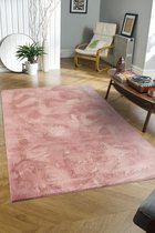 Bol.com Flycarpets Amalfi vloerkleed Roze - Hoogpolig wasbaar Fluffy en Zacht - 80x150 cm aanbieding