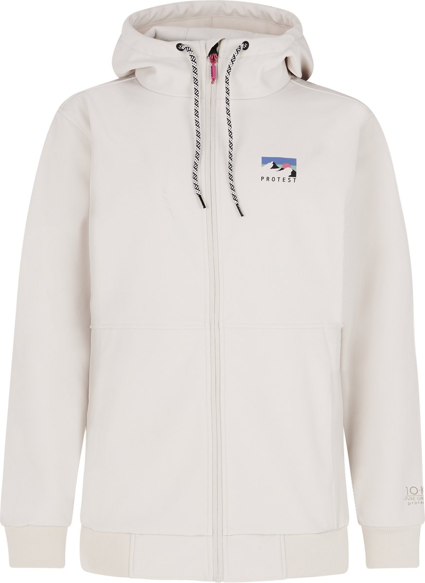 Protest Prtkym – Softshell jas Dames – Waterafstotende afwerking – Waterkolom 10K – Capuchon Kitoffwhite
