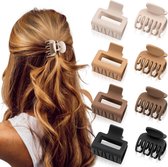 Haarclips - 8 stuks Kleine haarclips - Shark Clips - Haarclips - Kerstcadeaus - Voor dik haar - Dames haarclips - 1,6 inch - (Beige, Kaki, Bruin, Zwart)