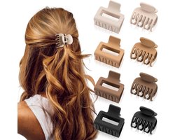 Haarclips - 8 stuks Kleine haarclips - Shark Clips - Haarclips - Kerstcadeaus - Voor dik haar - Dames haarclips - 1,6 inch - (Beige, Kaki, Bruin, Zwart)