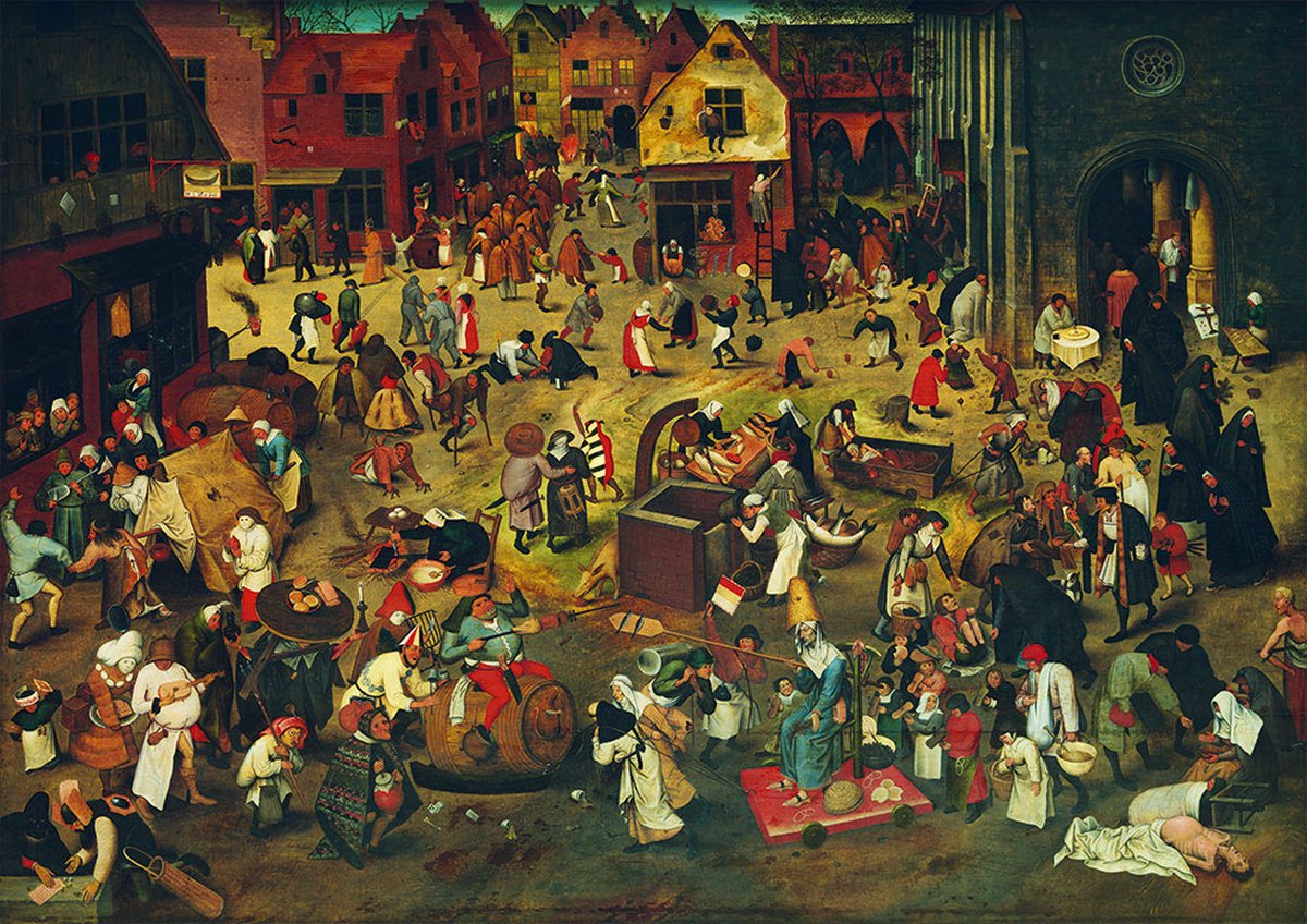 Bluebird Puzzle legpuzzel Pieter Bruegel the Elder - The Fight Between Carnival and Lent, 1559 - 1000 stukjes.