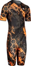 BTTLNS trisuit - triathlon pak - trisuit korte mouw heren - Typhon 2.0 HEXA - groen-oranje - M