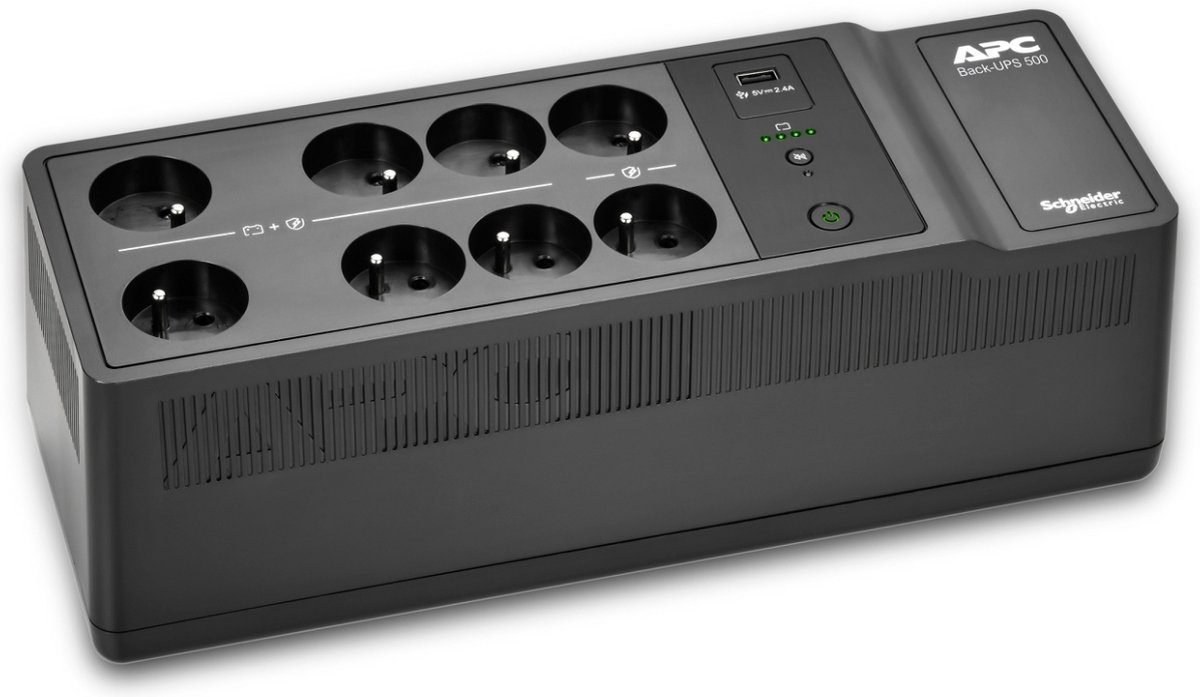 APC Back-UPS BE500G2-FR - UPS - 8x penaarde(België) - 500VA - 1 USB oplader - 1 USB datapoort