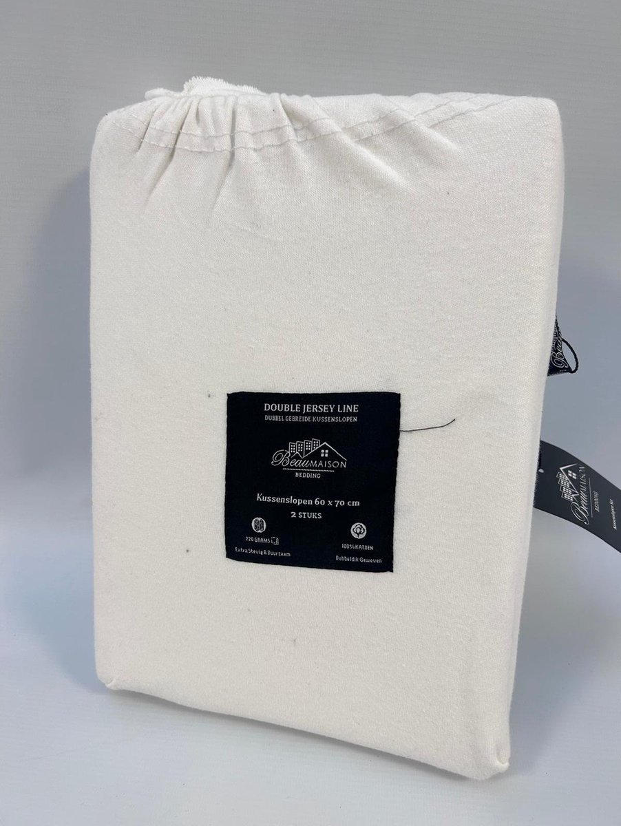 Beau Maison Dubbel Jersey Kussenslopen 60x70 cm Creme Wit - Set van 2