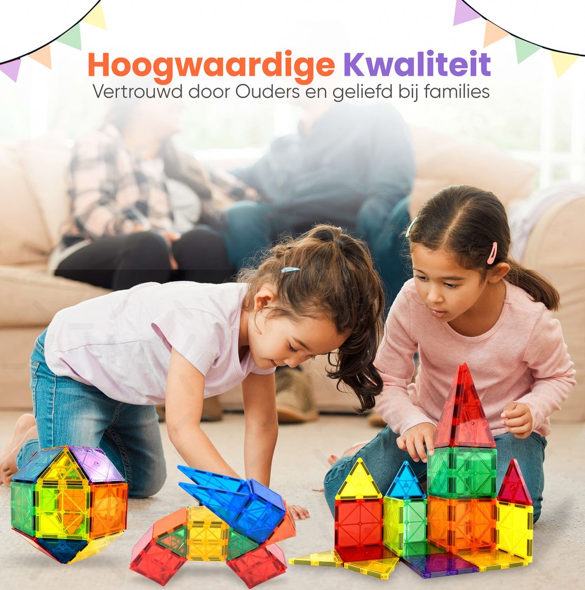 Magnetic Tiles - Magnetisch Speelgoed - 40 stuks - Constructie speelgoed - Magnetische tegels - Speelgoed 3-12 jaar — afbeelding 5