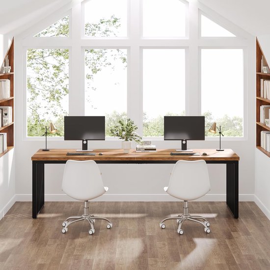 Bureau Tribesigns - Bureau d'ordinateur - Table Ordinateur - Table de bureau - Bureau - 180 x 60 x 76 cm - Structure en métal - Look bois - Marron