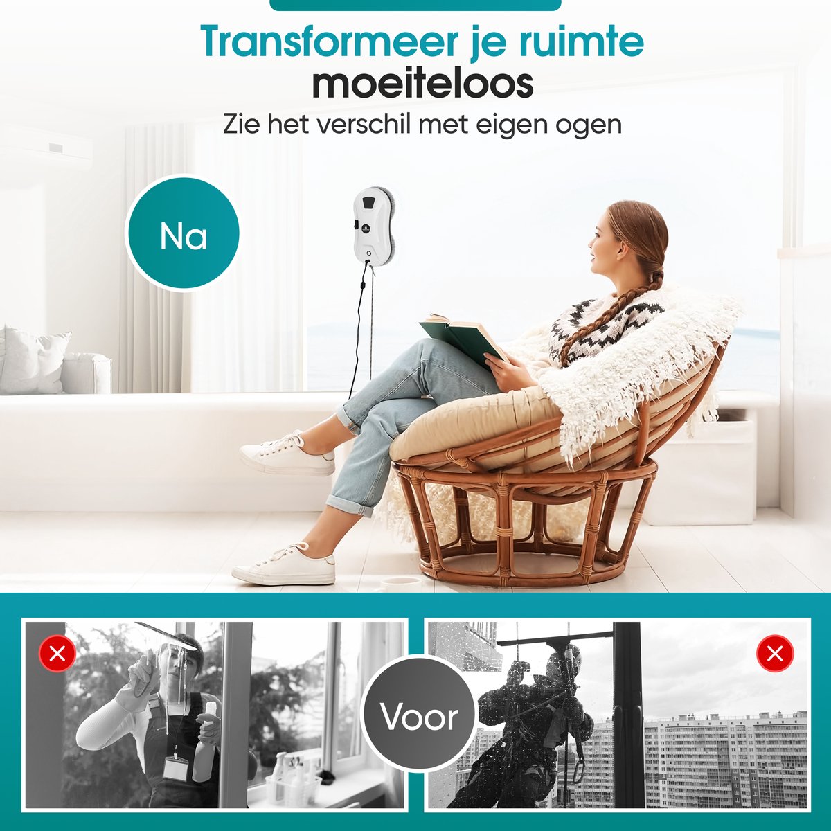 TibaGoods Robot Ruitenreiniger met afstandsbediening en spray