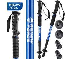 - Nordic Walking - Anti-Schock Functie - Telescopisch Verstelbaar 65-110 cm - Complete Set - Blauw