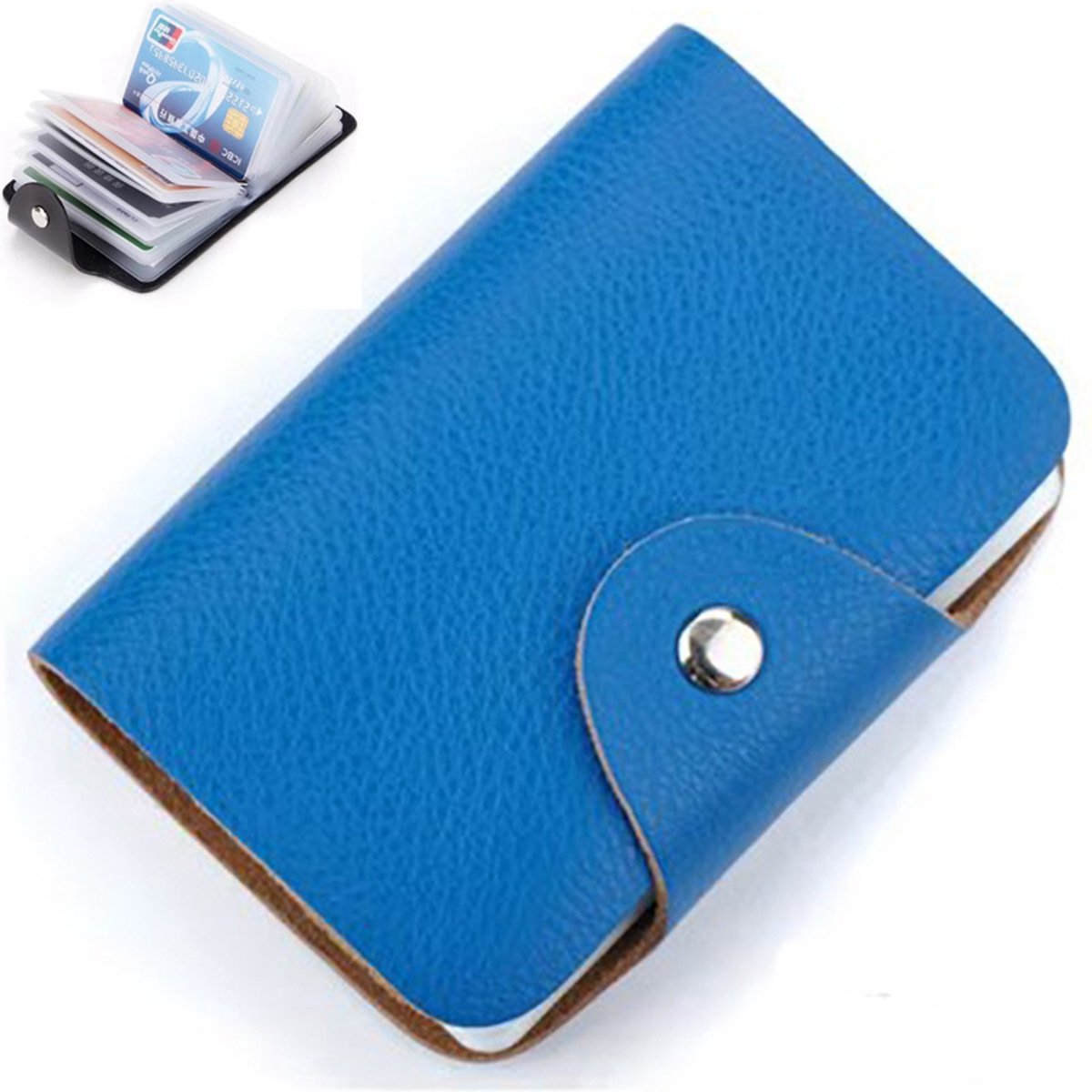 Actie4you® - Pasjeshouder Voor 24 Pasjes - Creditcardhouder - Pasjes Houder – Koeien Leer – Unisex - Compact en Duurzaam - Blauw