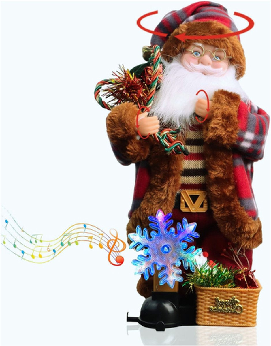 Kerst Kerstman Staande Figuur 34 CM /13 Inch Kerstman Pop Bewegende Vader Kerst Met Muziek En Lichten Kerst Ornamenten Xmas Home Decoratie Kerstmis