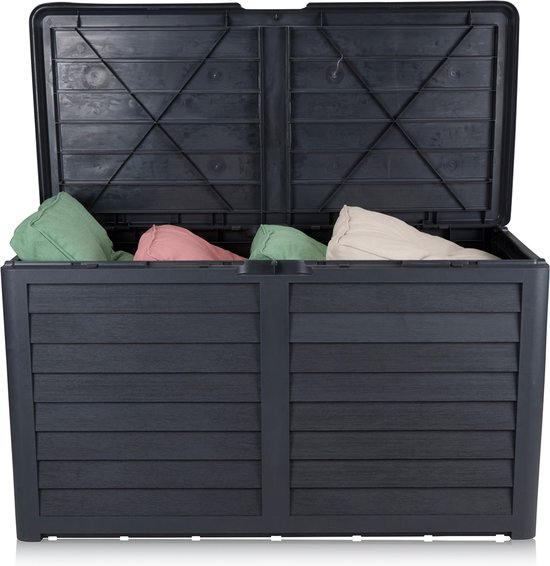 Lifetime Garden Tuinkussenbox 420L - Opbergbox met Deksel 117,3 x 65,3 x 54,8 cm - Tuinbox met Slotoptie - Gebruik in Tuin en Garage - Kussenbox voor Buiten - Zwart