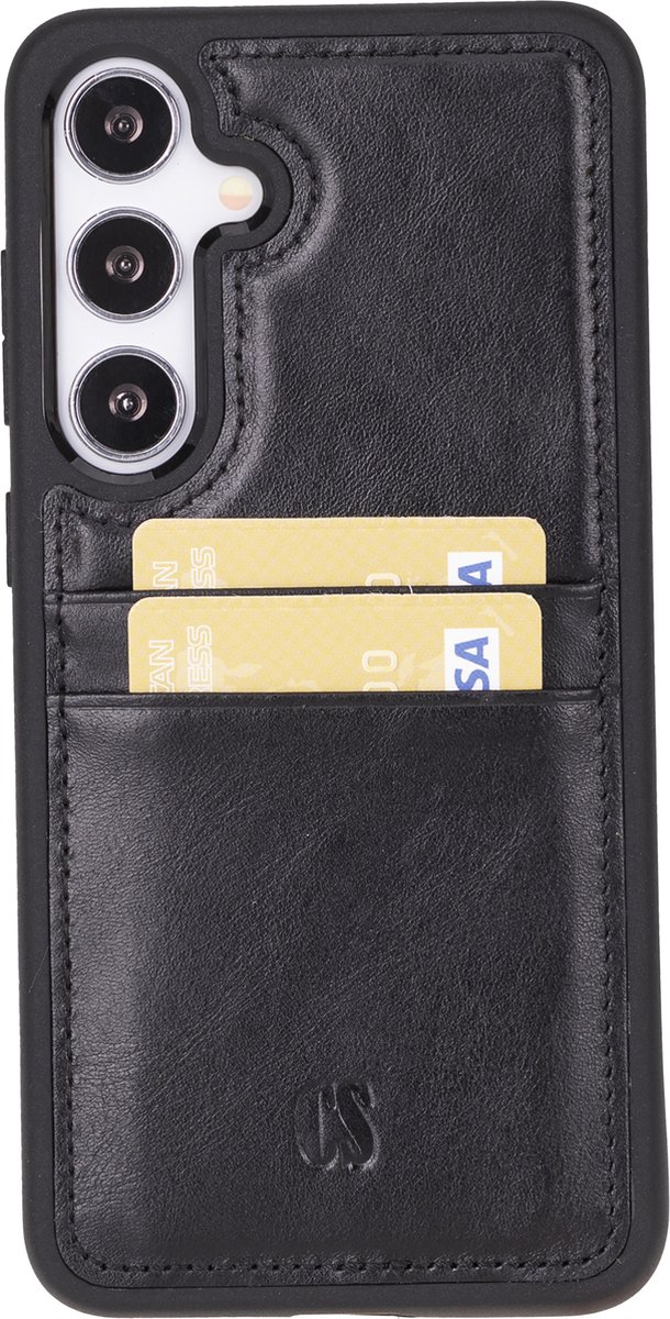 Charmant Style - Telefoonhoesje-Samsung Galaxy S24 Plus Hoesje Met Pasjeshouder-Zwart-Geschikt voor Samsung S24 Plus lederen hoesje-RFID Bescherming -Back Cover hoesje
