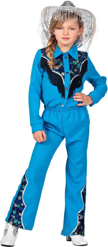 Glamorous Western Outfit Blauw Meisjes Premium - Maat 128