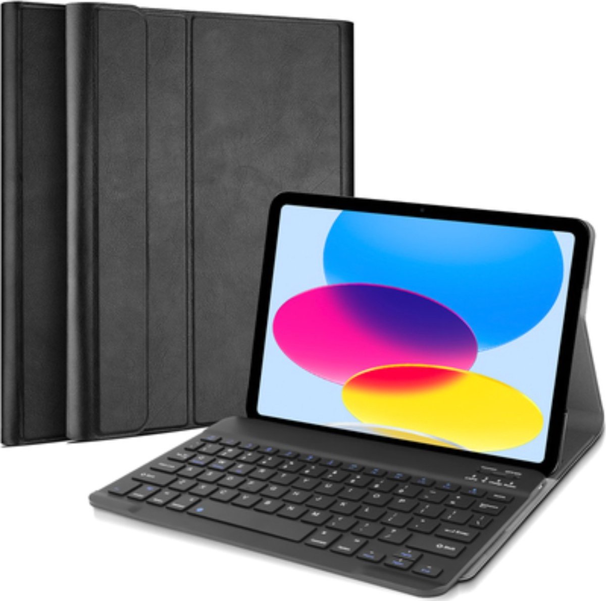 Just in Case tablet Hoes met Toetsenbord geschikt voor iPad 11 (2025) 11 inch / 10e generatie (2022) 10.9 inch - QWERTY Bluetooth Keyboard Case - Zwart