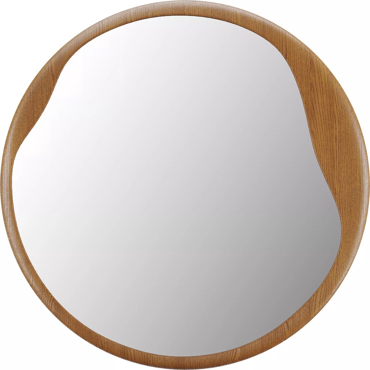 Vente-unique Ronde spiegel in heveahout - Ø 60 cm - Naturel - FUJIAN Natuurlijk licht