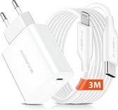 Chargeur rapide compatible avec Apple Lightning et iPhone - 3 mètres