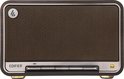 Edifier D32 luidspreker met houten afwerking, zilveren rand en metalen grille. Met 'Edifier' logo en Hi-Res Audio sticker.