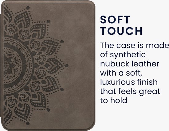 kwmobile e-reader hoesje geschikt voor Kobo Clara BW / Colour hoes - Ereader flip case met standaard - Kunstleren e reader cover - Opkomende Zon design in grijs van Merkloos — afbeelding 2
