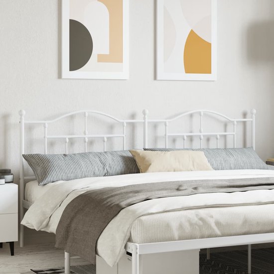 vidaXL Hoofdbord metaal wit 120 cm, hoofdeinde, metalen hoofdeinde, bedonderdeel, metalen hoofdbord, slaapkamermeubel, bedaccessoire, hoofdsteun