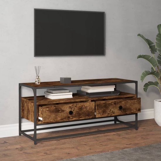 vidaXL Meuble TV - - Meubles - 100 x 35 x 45 cm - chêne fumé - Meuble