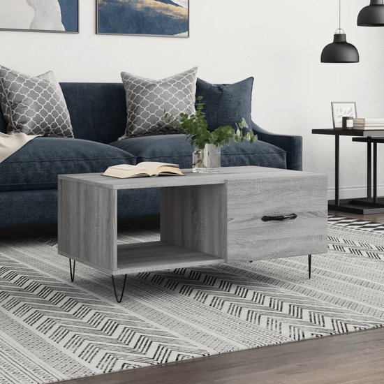 vidaXL Salontafel Grijs Sonoma 90 x 50 x 40 cm