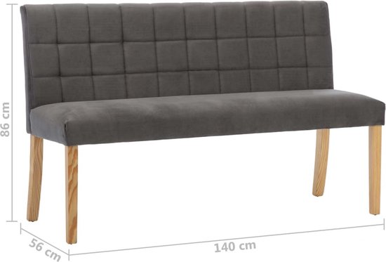 The Living Store Canapé Line Pattern Grijs - Velours - 140x56x86 cm - Facile à assembler