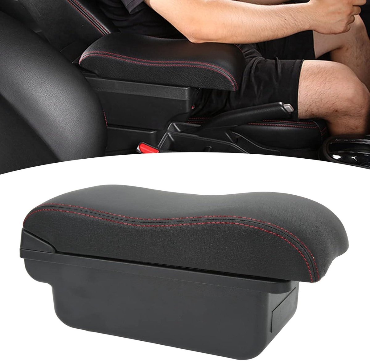 Car Center Console Armsteun Box Vervanging Voor Swift 2005‑2021, Auto Console Armsteun Box, Interieur Onderdelen Armleuningen Opslag Grote Capaciteit Smooth Touch Zwart Oppervlak Rode Lijn